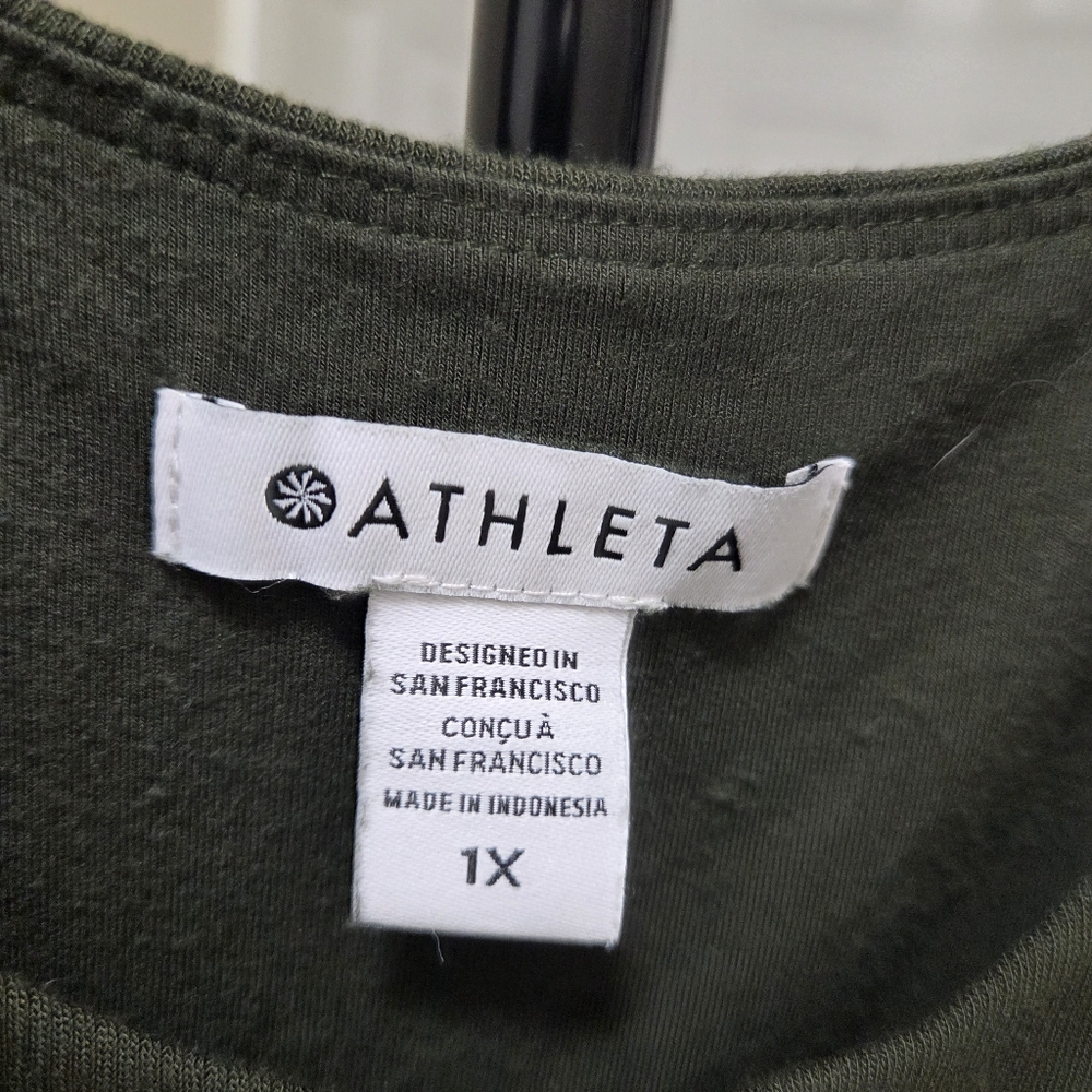 Athleta Plus Size Dark Green Sleeveless Midi Dress Flowy Casual Minimalist - Picture 6 of 7